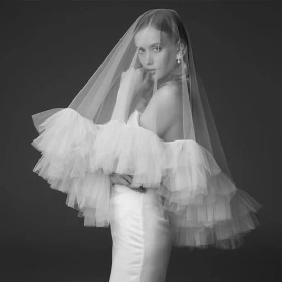 Fashion One Layer Ruffle Tulle Wedding Veil Bridal Party Accessory