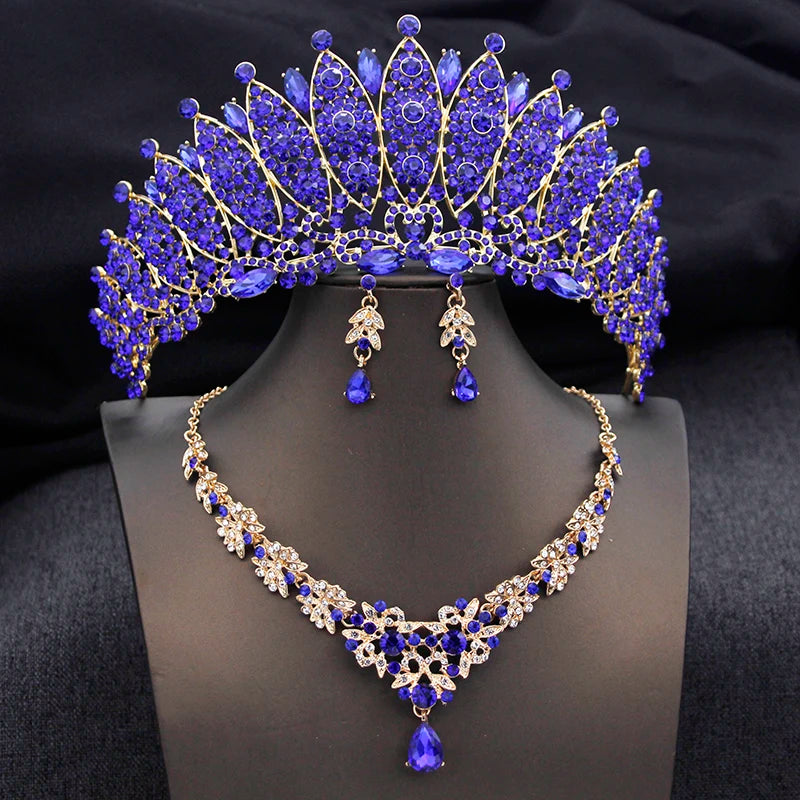 
                      
                        Royal Queen Champagne Tiara Crown Bridal Jewelry Sets for Women Jewelry Accessories
                      
                    