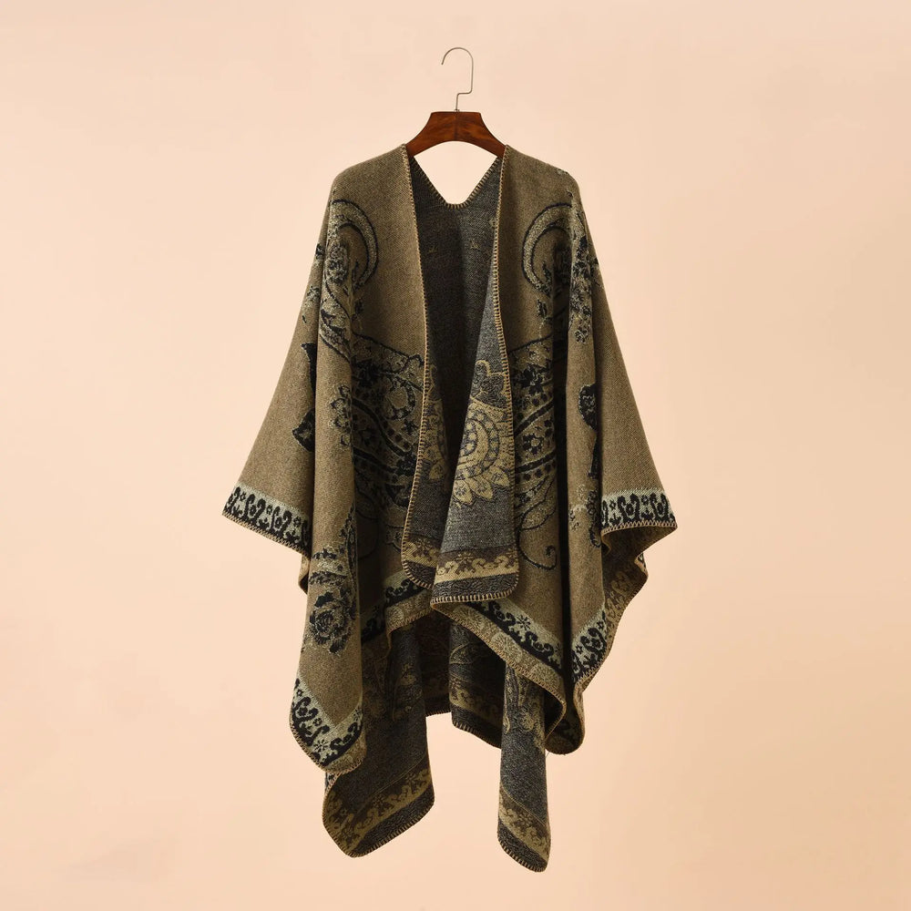 
                      
                        Autumn Winter Geometric Lattice Flower Pattern Shawl Poncho Cape For Women
                      
                    