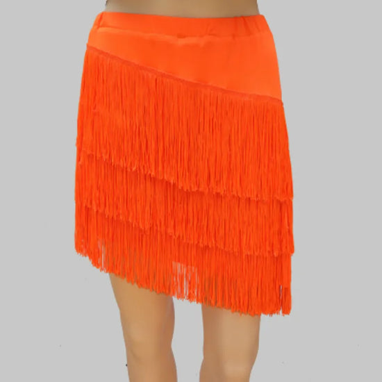 Load image into Gallery viewer, Women Latin Dance Skirt Tassels Fringes Competition Performance Costume
