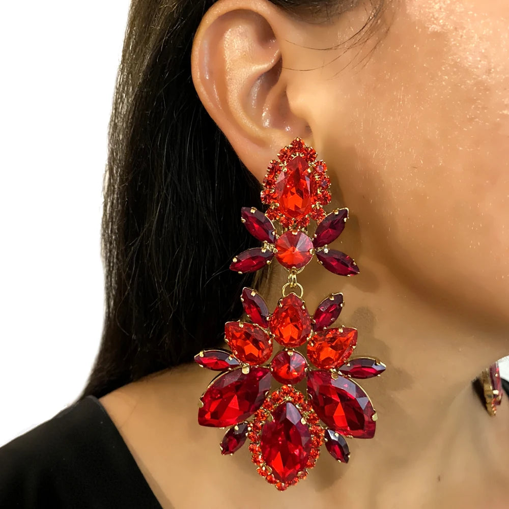 Crystal Rhinestone Water Drops Earrings for Women