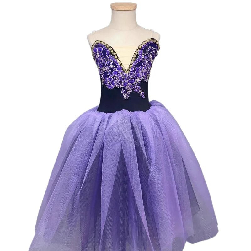 Purple Ballet Tutu Skirt Professional Girls Dance Performance Ballet Costumes