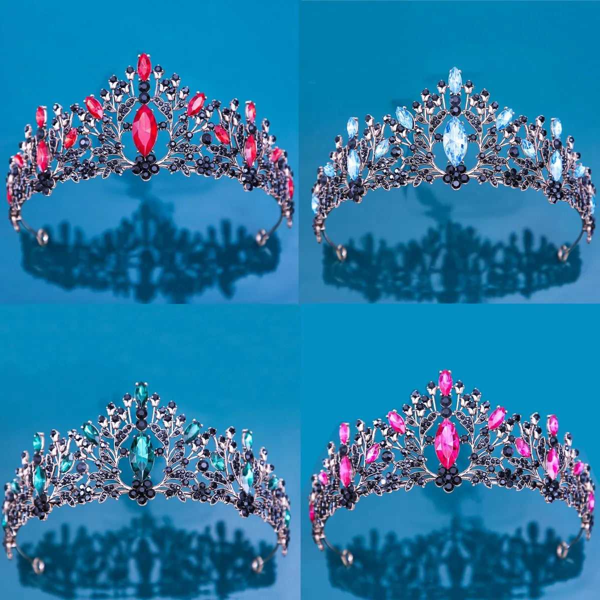 Old Fashion Crystal Tiara Crowns  Party Bridal Hair Accessories