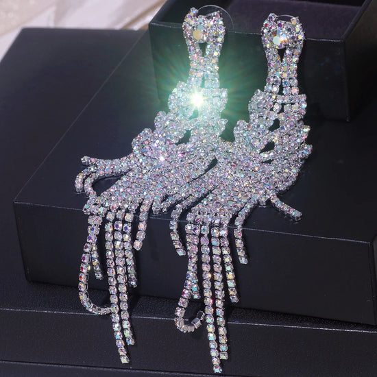 Fashion Long  Crystal Tassel Earrings for Women Party Jewelry Accessories
