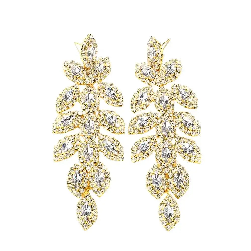 
                      
                        Oversized Crystal Rhinestone  Leaf Pattern Earrings
                      
                    