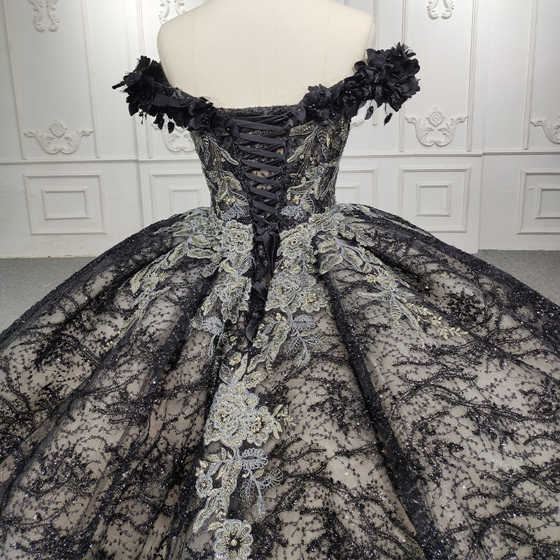 Load image into Gallery viewer, Quinceanera Black Ball Gown Dress
