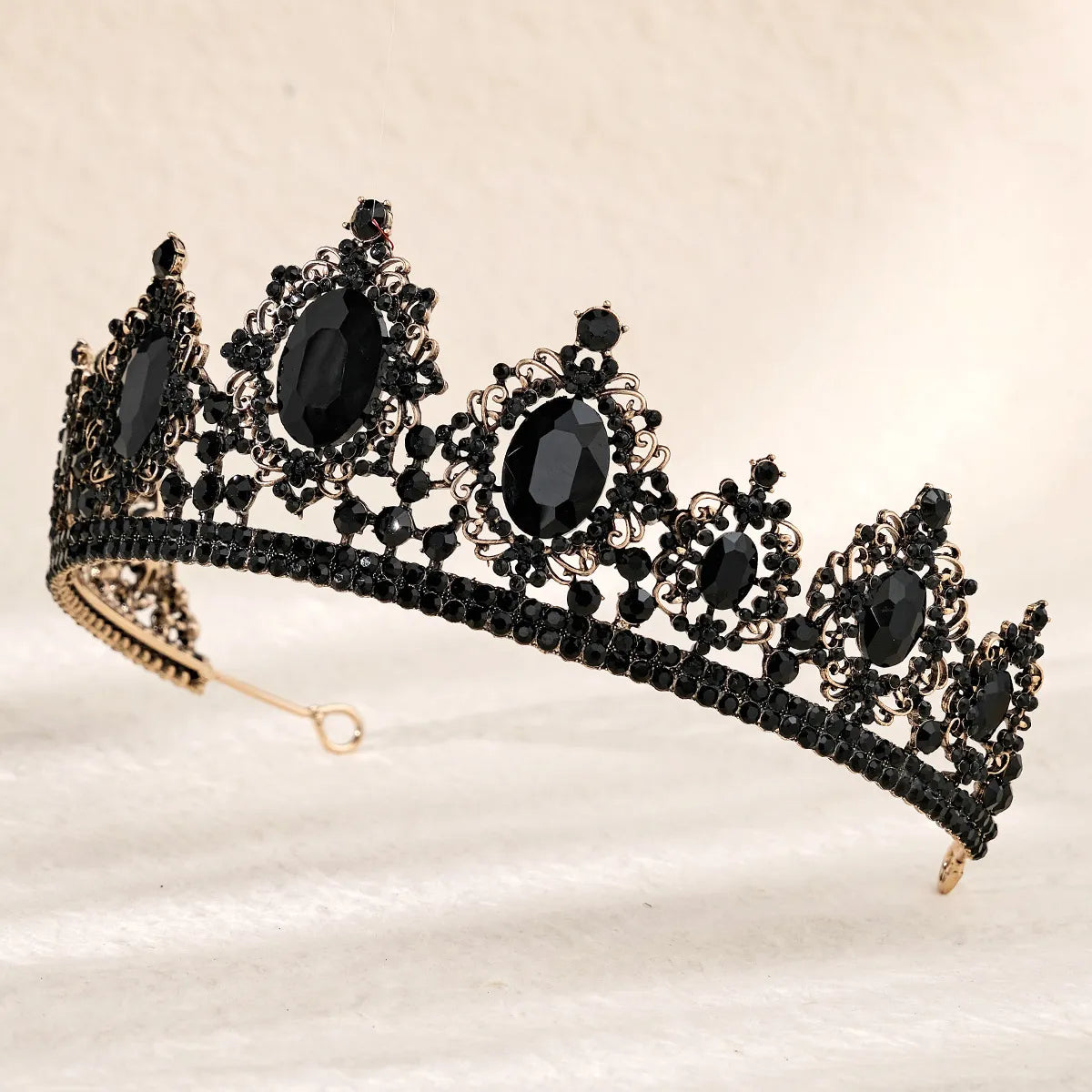 Forest Queen Black Crystal Rhinestone Crown Tiara Hair Accessory