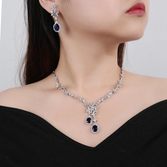 Luxury Cubic Zirconia Necklace and Earring Set Party Wedding Jewelry Accessory