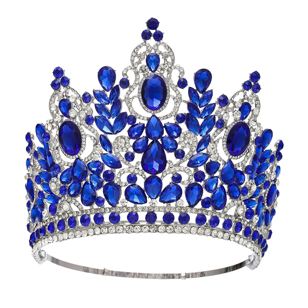 
                      
                        Big Round Crown Luxury High Royal Queen Crystal Tiaras Costume Hair Accessories
                      
                    