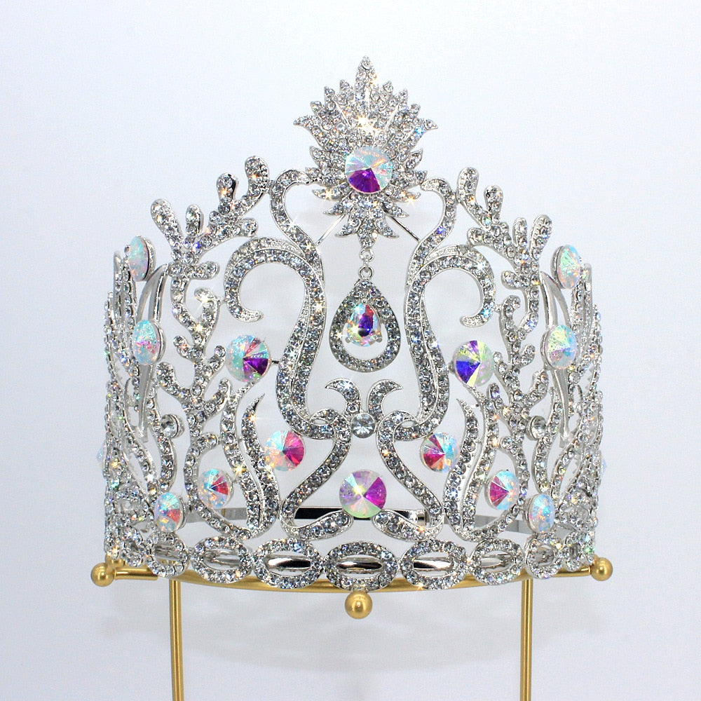 
                      
                        Luxury Miss Universe Big AB Crystal Rhinestone Round Tiaras Princess Pageant Crowns
                      
                    