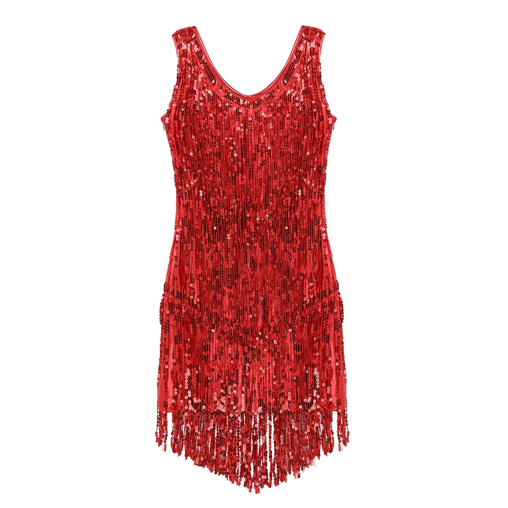 
                      
                        Ladies Sleeveless Sparkling Sequin Tassels Fringe Ballroom Latin Dance Dress
                      
                    