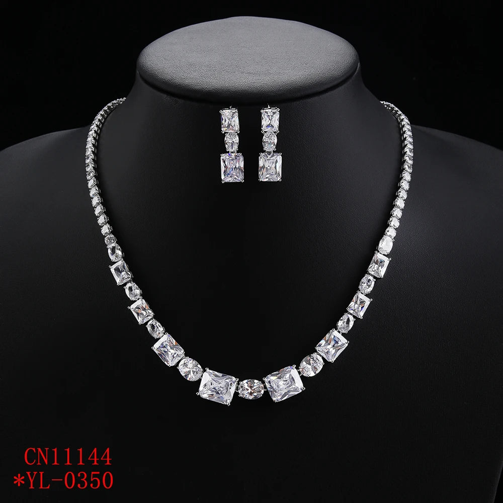 
                      
                        Luxury Cubic Zirconia Crystal Necklace Earring 2Piece Jewelry Sets
                      
                    