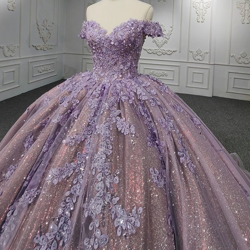 
                      
                        Quinceanera Purple Ball Gown Flower Dress
                      
                    