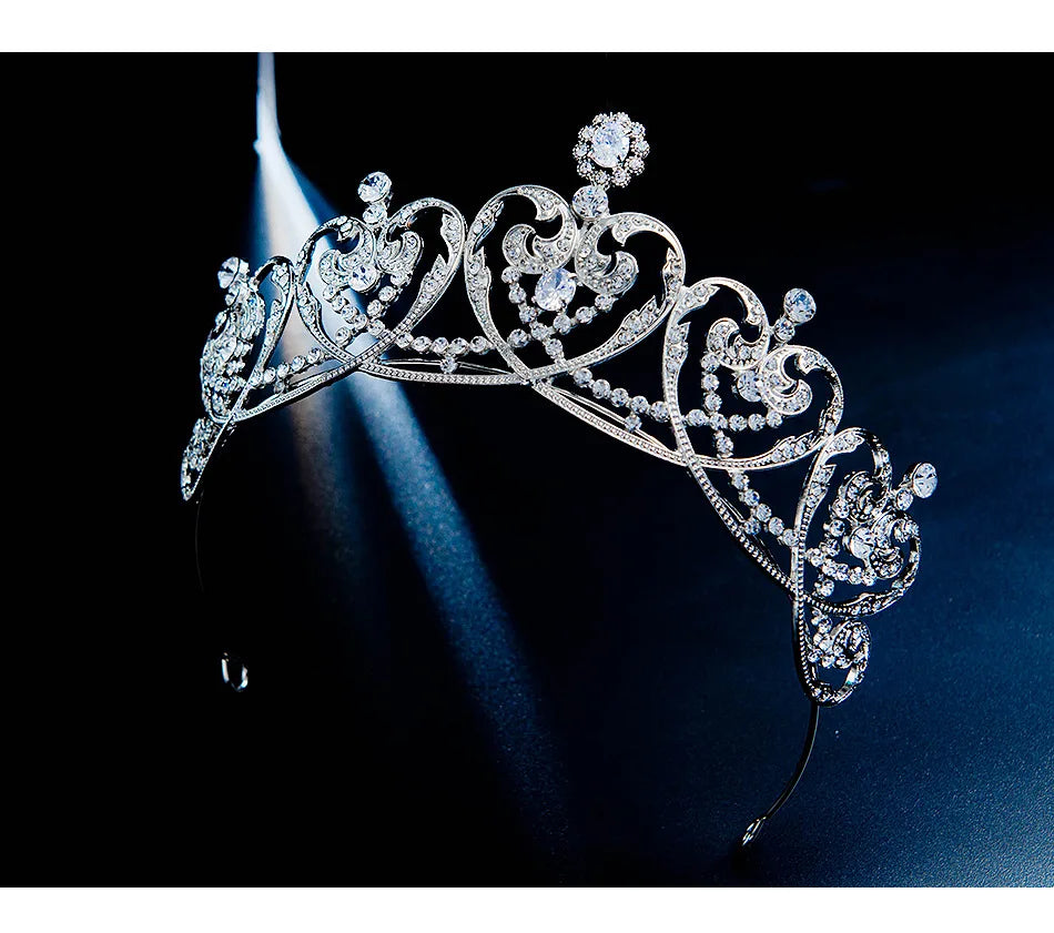 Heart Shape Royal Crystal Princess Tiara Crown