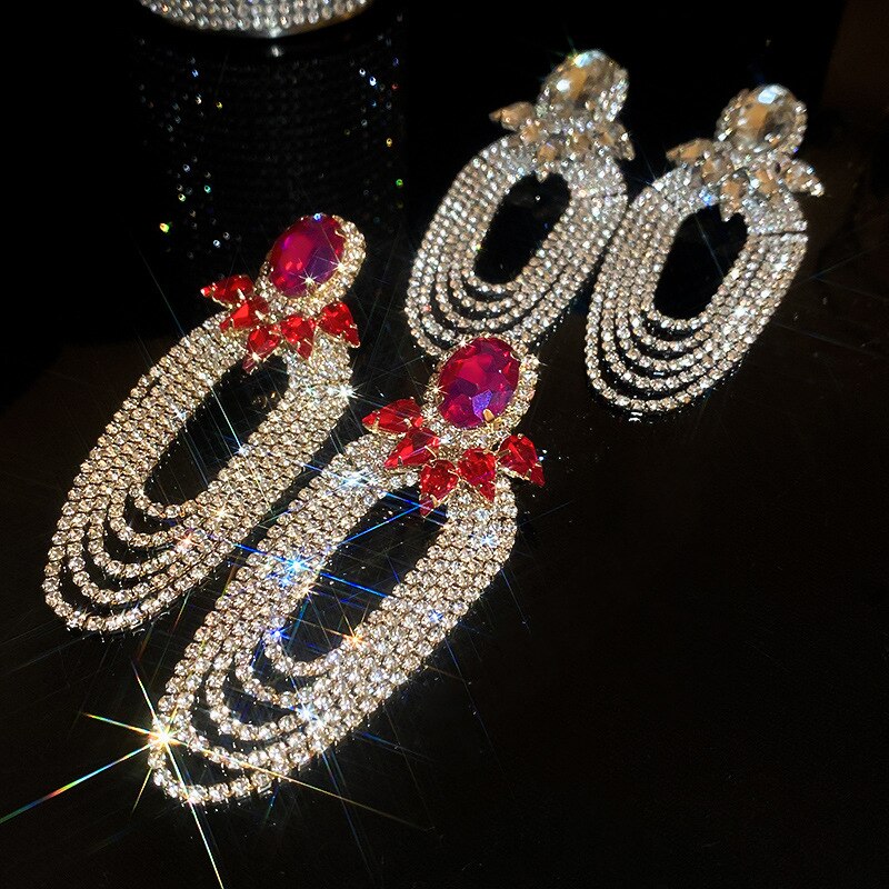 Fashion Water Drop Crystal Earrings for Women Long Tassel Earring