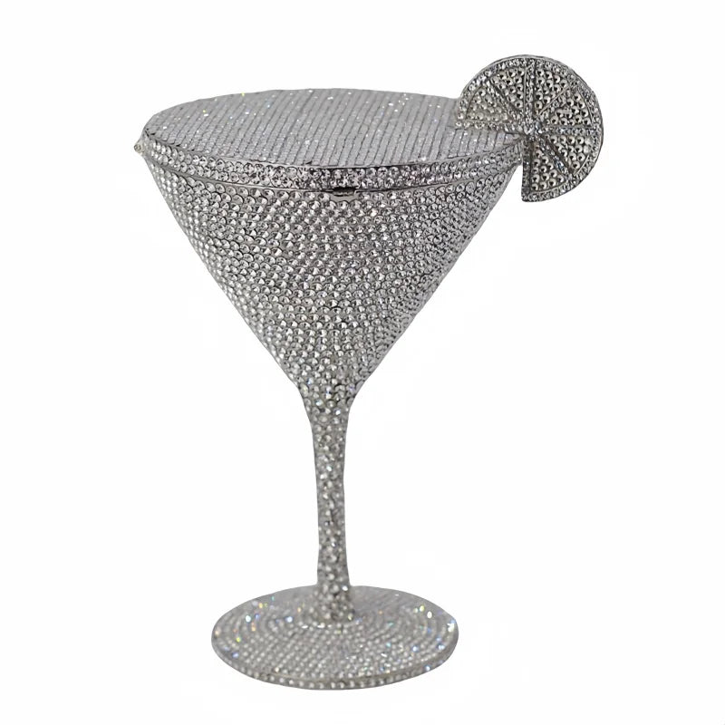 
                      
                        Decorative martini glasses purses with colorful gemstones mini clutches
                      
                    