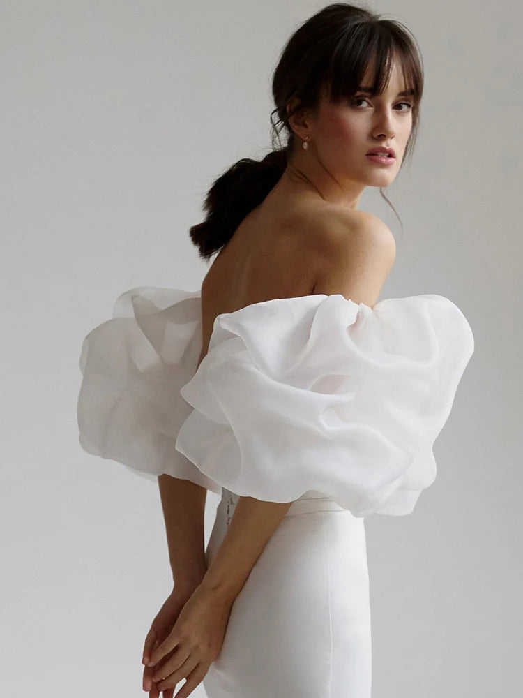 
                      
                        Organza Satin Puff Removable Sleeves Ruffles Dreamy Wedding Bridal Accessory
                      
                    