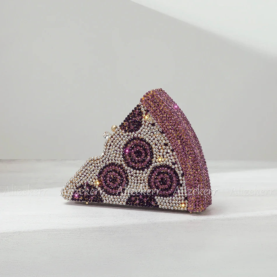 
                      
                        Crystal Pizza Slice Purse Mini Evening Metallic Rhinestone Clutch Bag
                      
                    