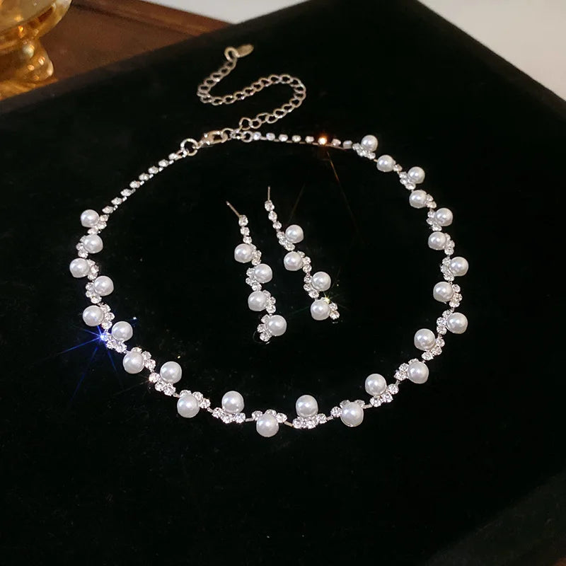 
                      
                        Pearl necklace and earrings jewelry set 
                      
                    