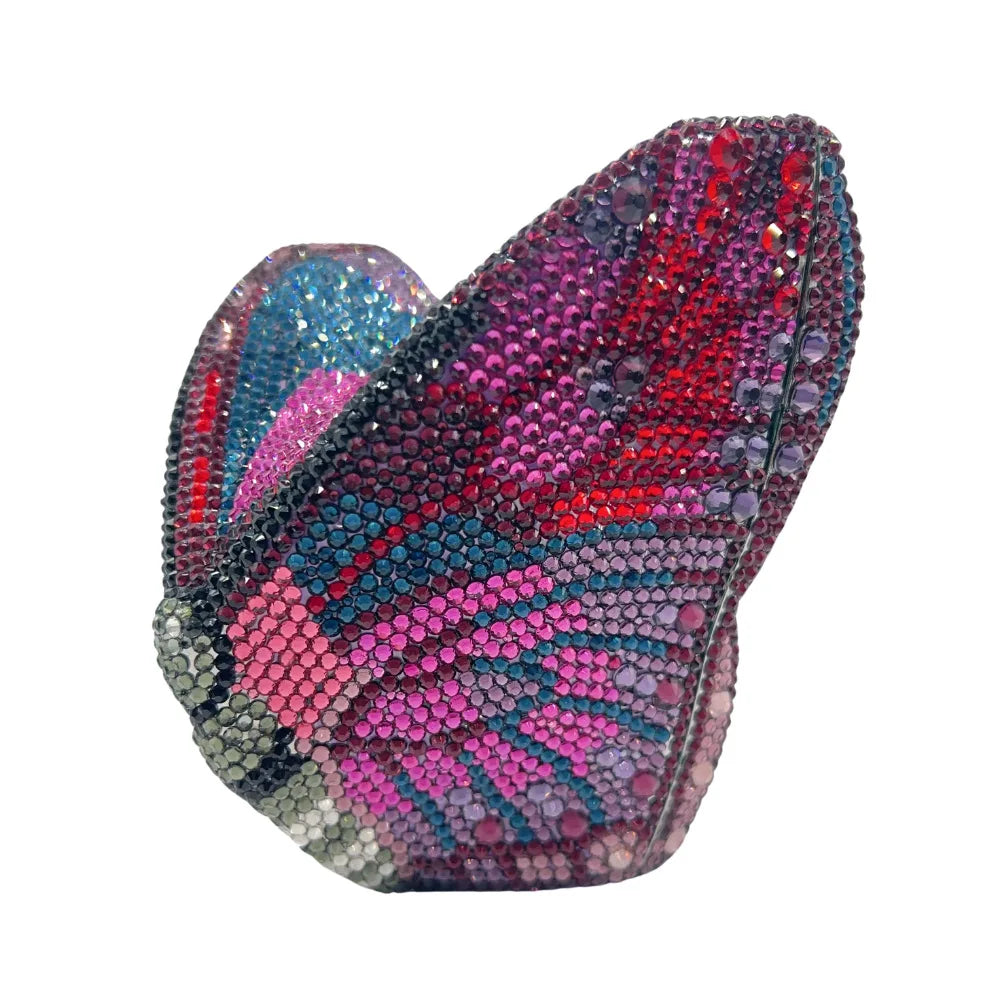 
                      
                        Colorful butterfly-shaped clutch bag mini purse for formal events with crystal beadwork 
                      
                    
