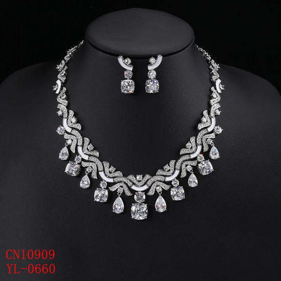 Luxury Cubic Zirconia ,Colors, White , Green, Earrings Necklace Jewelry Sets Costume Accessories