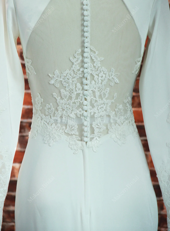 Charming V-Neck Long Sleeves Lace Mermaid Wedding Dress