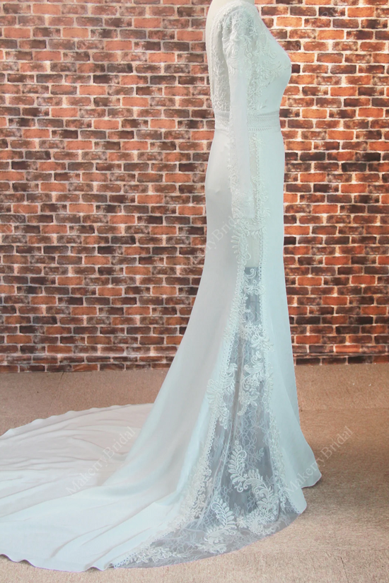 Mermaid Bateau Neckline Wedding Dress With Long Sleeves