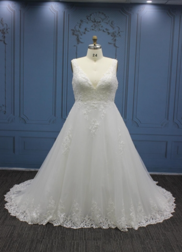 Plus Size Lace Beaded Bridal Gown