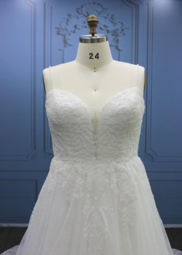 Plus Size A Line Tulle Lace Bridal Wedding Gown