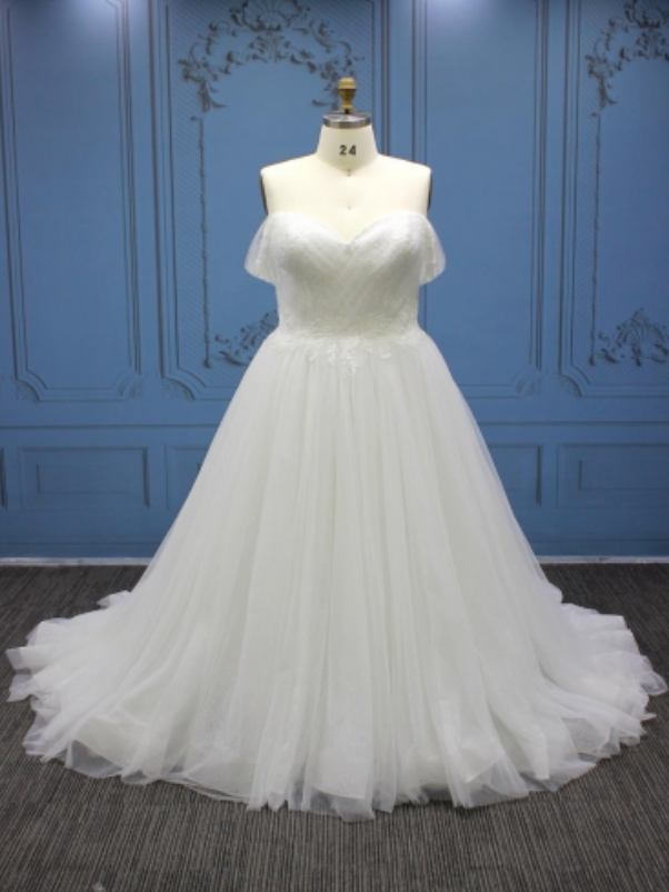 Luxury  Tulle Lace Plus Size Bridal Ball Gown