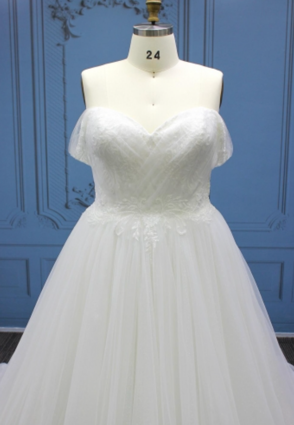 Luxury  Tulle Lace Plus Size Bridal Ball Gown