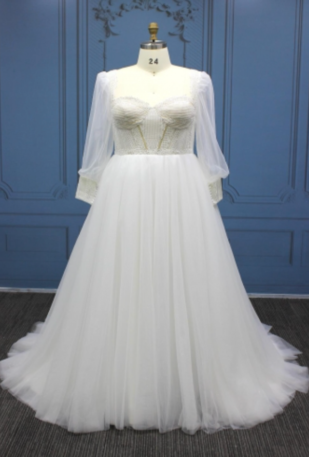 
                      
                        Plus Size Bridal Gown Long Sleeves Boho Style
                      
                    