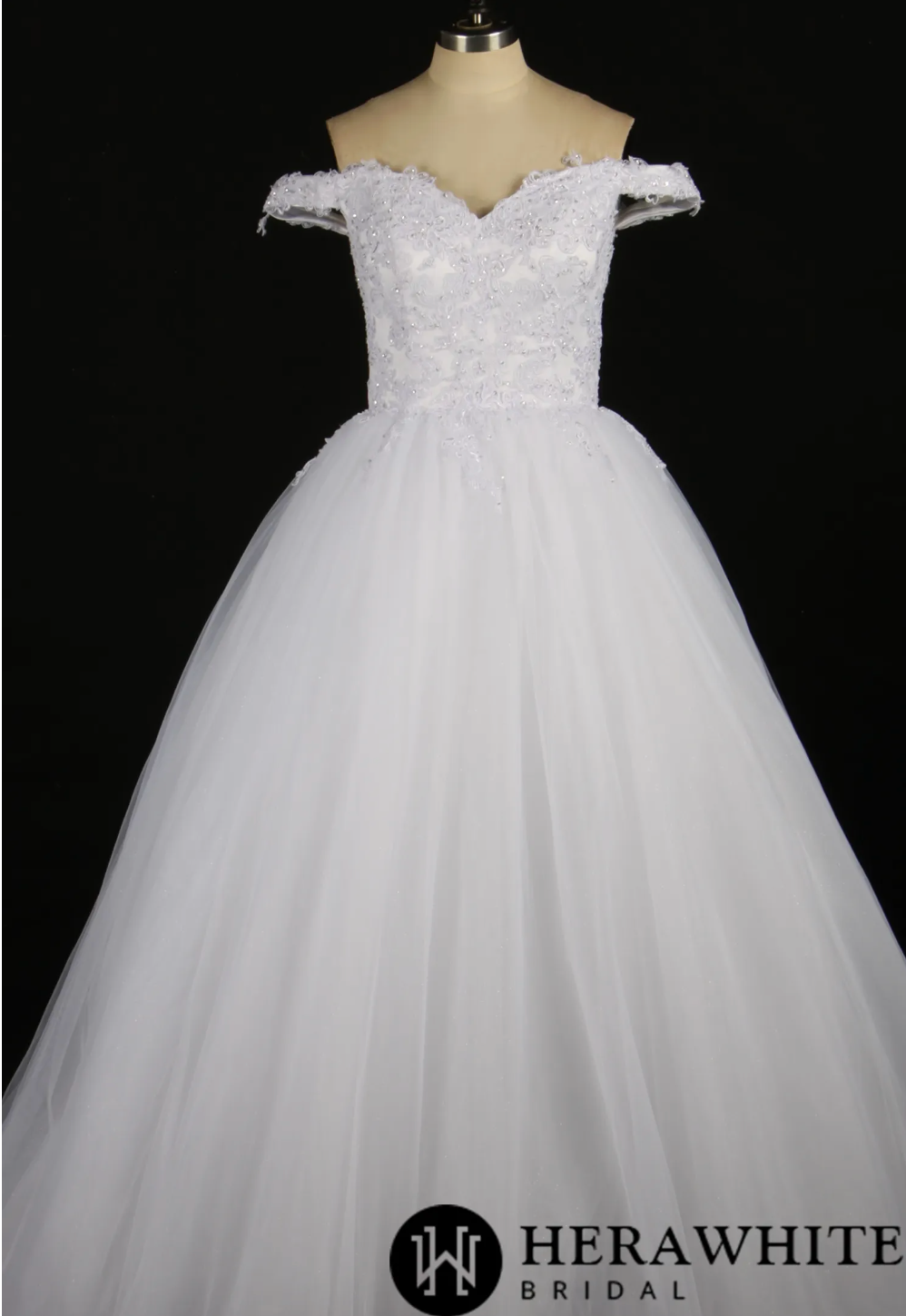 Plus Size Sequined Lace Off-the-Shoulder Bridal Ballgown