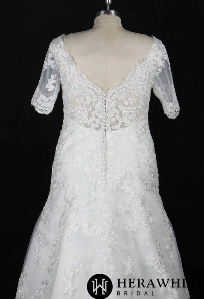 
                      
                        Plus Size Sheath With Delicate Lace Motifs Wedding Dress
                      
                    