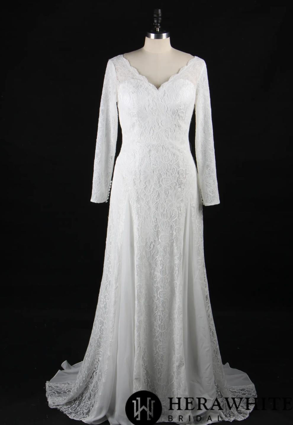 Elegant Illusion Long Sleeve Lace Wedding Dress