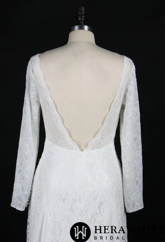Elegant Illusion Long Sleeve Lace Wedding Dress