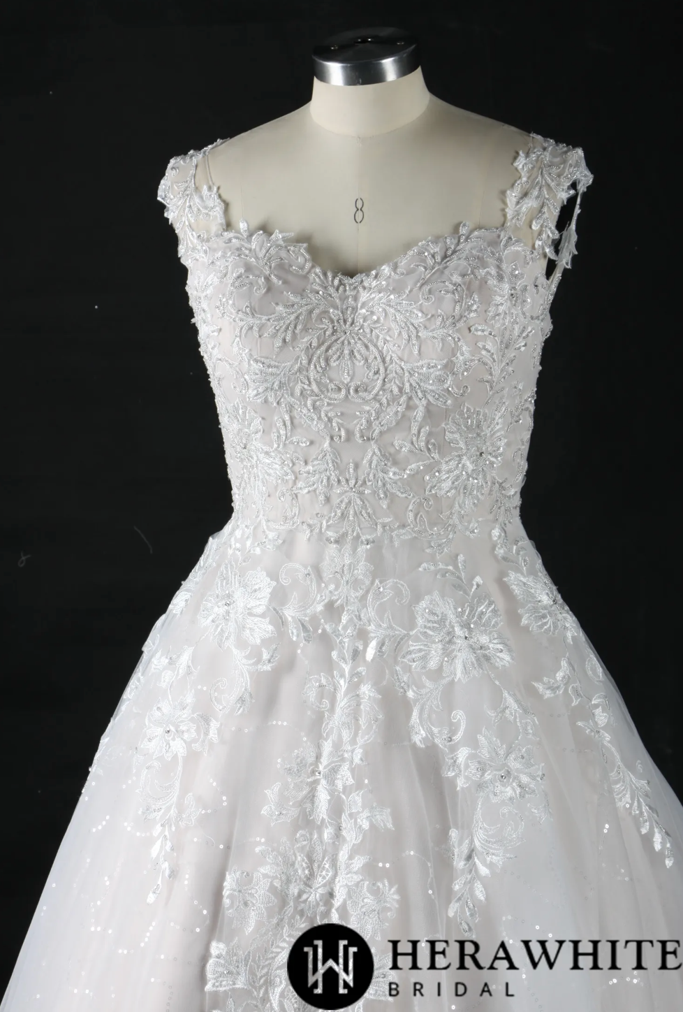 Shimmer Lace Straps A-Line Wedding Dress