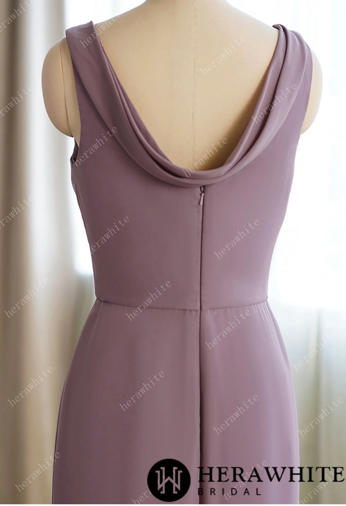 
                      
                        Cowl Scoop Neckline Fit and Flare Bridesmaid Dress
                      
                    