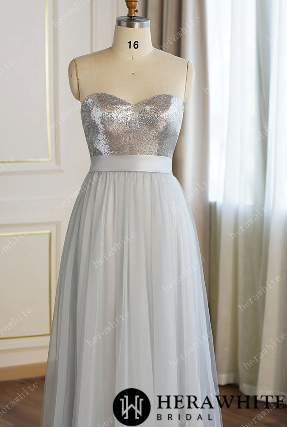 Load image into Gallery viewer, Sequin Strapless A-line Bridesmaid Gown
