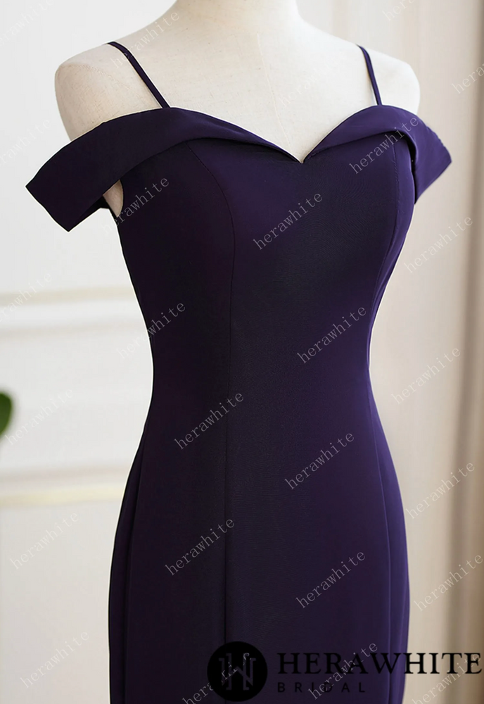 
                      
                        Grape Cold Shoulder Fit and Flare Bridesmaid Dress
                      
                    