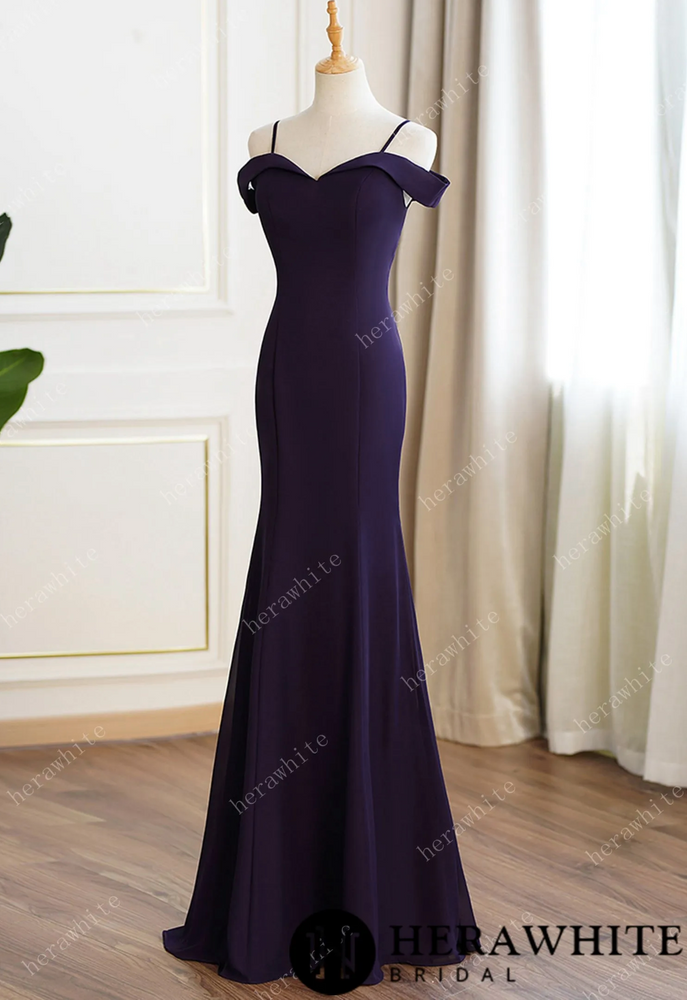 
                      
                        Grape Cold Shoulder Fit and Flare Bridesmaid Dress
                      
                    