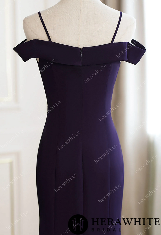 
                      
                        Grape Cold Shoulder Fit and Flare Bridesmaid Dress
                      
                    