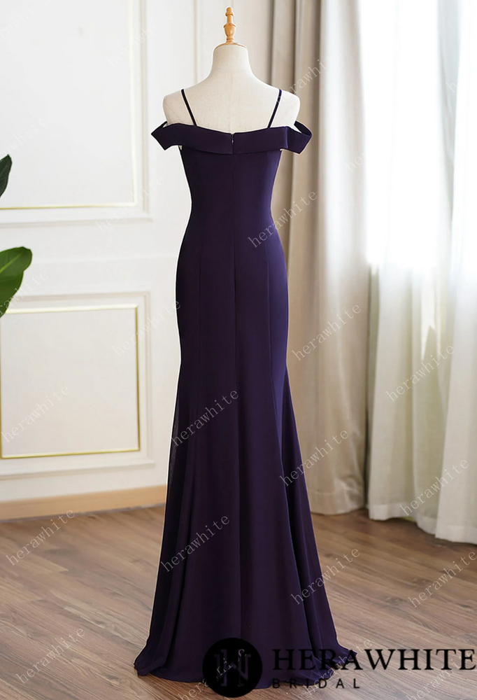 
                      
                        Grape Cold Shoulder Fit and Flare Bridesmaid Dress
                      
                    