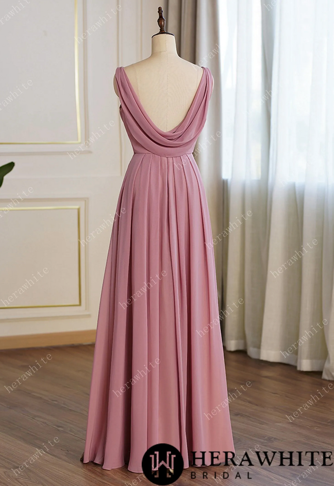 
                      
                        Dusty Pink Elegant Ruched Bodice Bridesmaid Dress
                      
                    