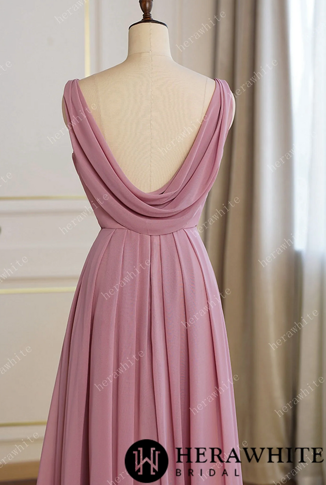 
                      
                        Dusty Pink Elegant Ruched Bodice Bridesmaid Dress
                      
                    