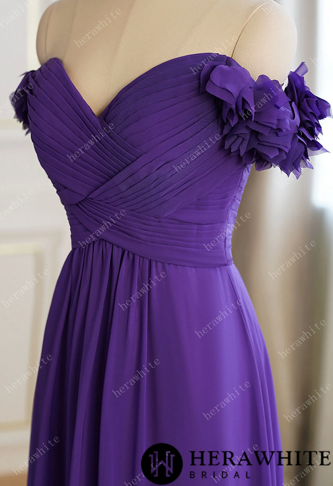 
                      
                        3D Flower Off-The-Shoulder Chiffon Bridesmaid Dress
                      
                    