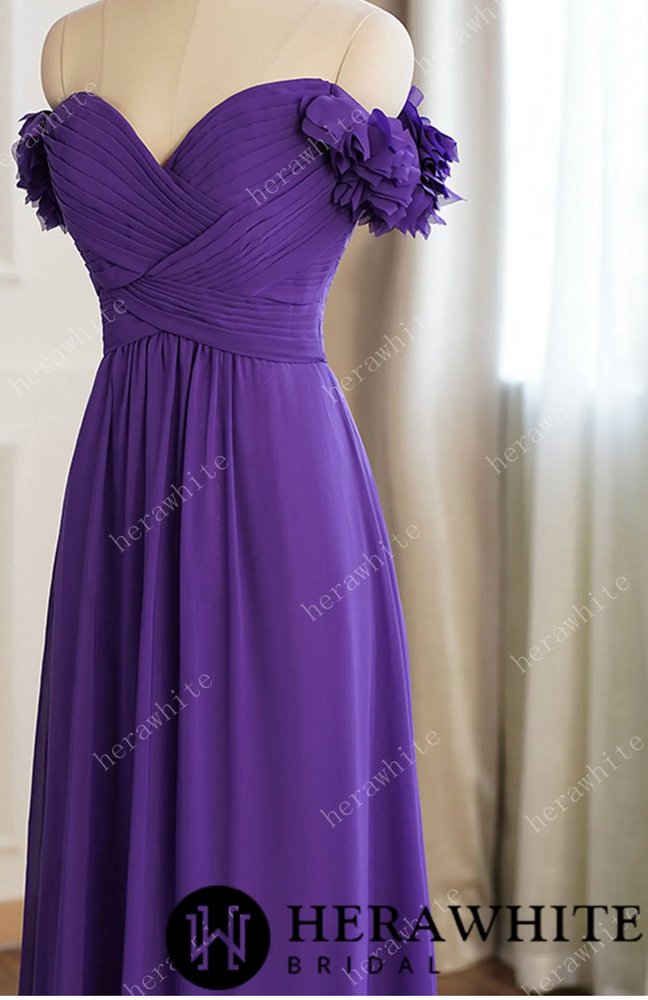 
                      
                        3D Flower Off-The-Shoulder Chiffon Bridesmaid Dress
                      
                    