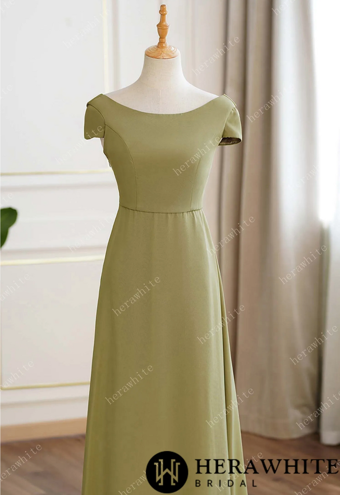 
                      
                        Lime Green Chiffon Cap Sleeves Long Bridesmaid Dress
                      
                    