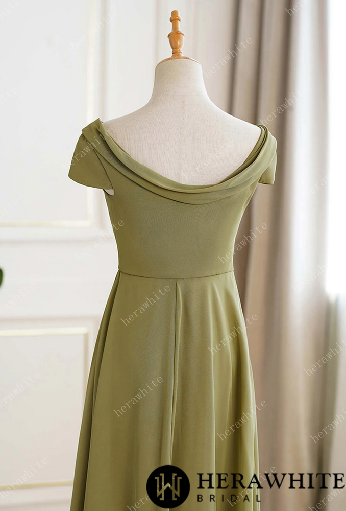 
                      
                        Lime Green Chiffon Cap Sleeves Long Bridesmaid Dress
                      
                    