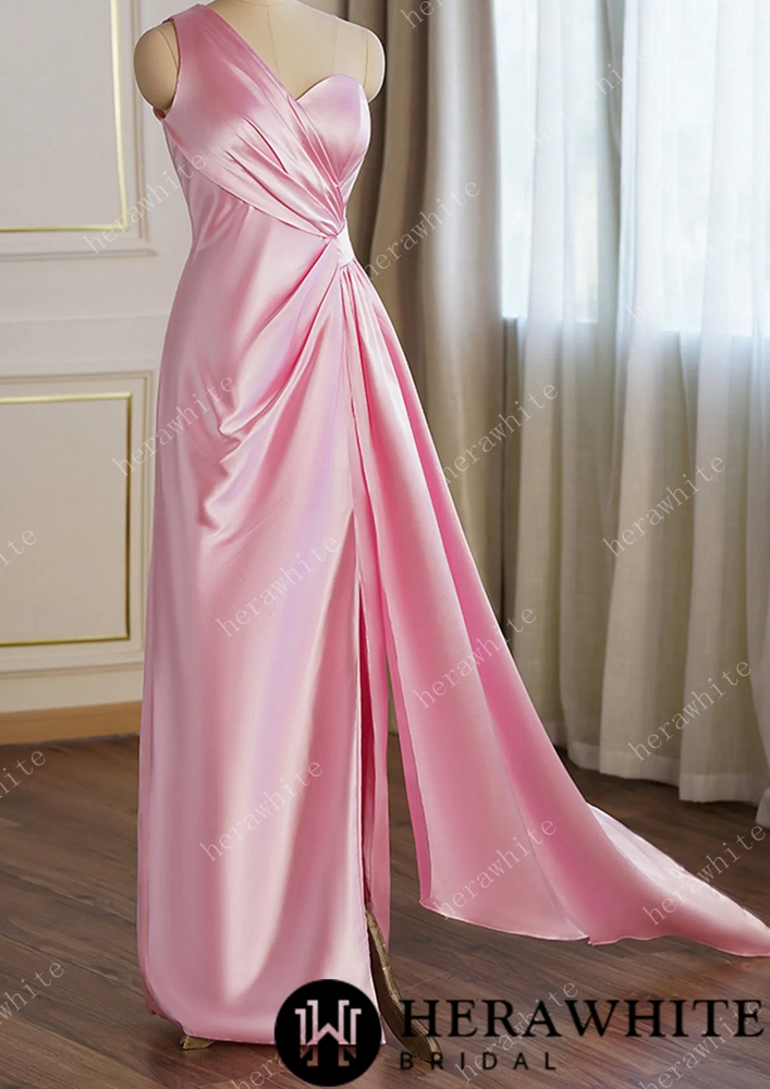 
                      
                        One-Shoulder Shining Spandex with Side Split Bridesmaid Dress
                      
                    